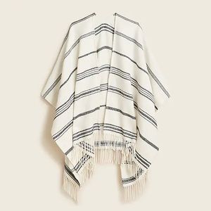 J.Crew Reversible blanket poncho with fringe M/L BB119